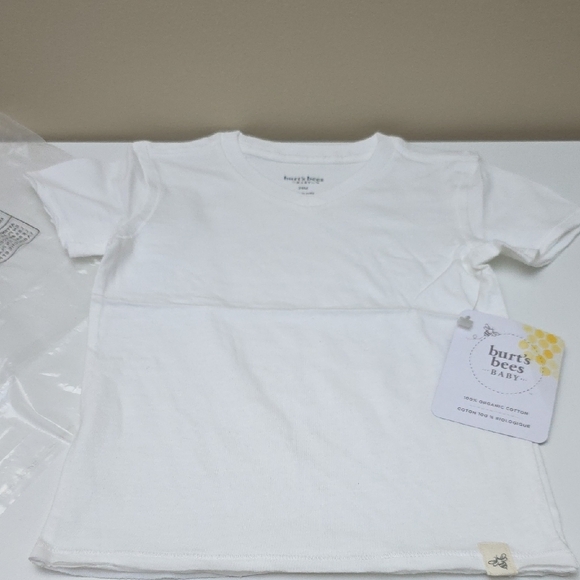 Burt's Bees NWT Baby Pure White V-Neck Short Sleeve Tee - Picture 5 of 7
